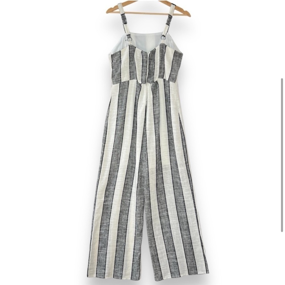 Urban Romantics Jumpsuit Romper Womens L Striped Linen Blend Wide Leg Sleeveless - Picture 9 of 9